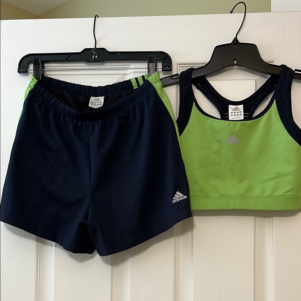 Adidas Girl’s Navy and Green Shorts & Sports Top